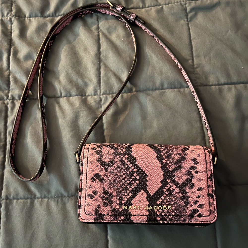Marc Jacobs Pink and Black Snake-Print Crossbody Bag